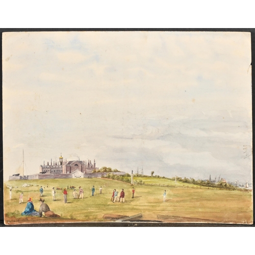 118 - JCKW (19th Century) British. A Cricket Match, Watercolour, Signed with initials and dated 1852, unfr... 