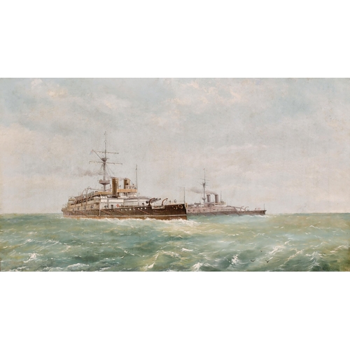 131 - James Edwin Meadows (1828-1888) British. 'British Battleships', Oil on canvas, Signed, and indistinc... 