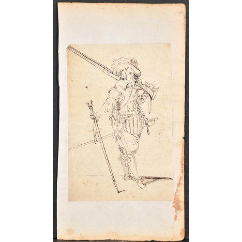 15 - Late 18th Century English School. A Cavalier, Ink, unframed 8.5