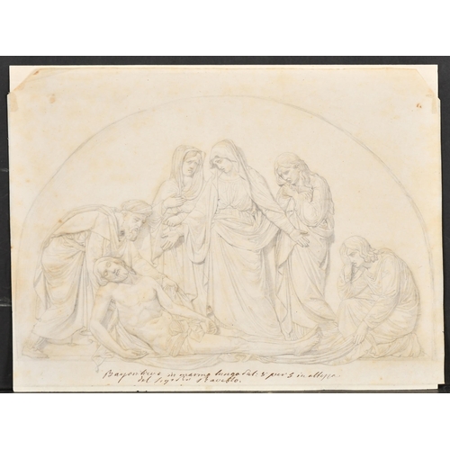 21 - After Luigi Canina (1795-1856) Italian. A Design for a Marble Relief of The Lamentation, Pencil, Ins... 