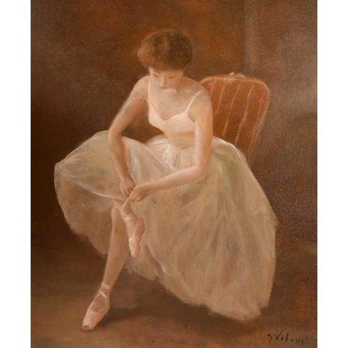 239 - Miloslava Vrbova-Stefkova (1909-1991) Polish. 'The Ballerinas', Oil on board, Signed, and inscribed ... 