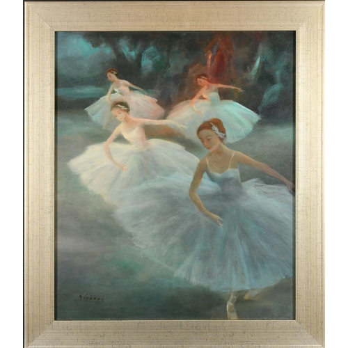 239 - Miloslava Vrbova-Stefkova (1909-1991) Polish. 'The Ballerinas', Oil on board, Signed, and inscribed ... 