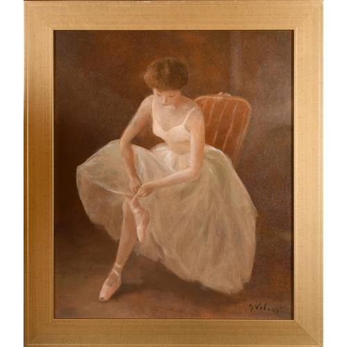 239 - Miloslava Vrbova-Stefkova (1909-1991) Polish. 'The Ballerinas', Oil on board, Signed, and inscribed ... 