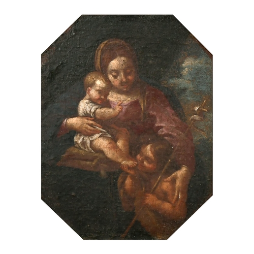 42 - 18th Century Italian School. Madonna and Child with St John the Baptist, Oil on canvas laid down, Oc... 