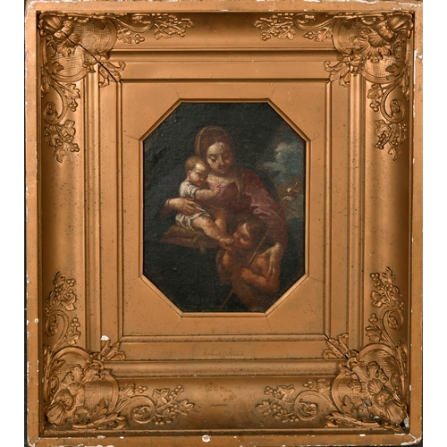 42 - 18th Century Italian School. Madonna and Child with St John the Baptist, Oil on canvas laid down, Oc... 