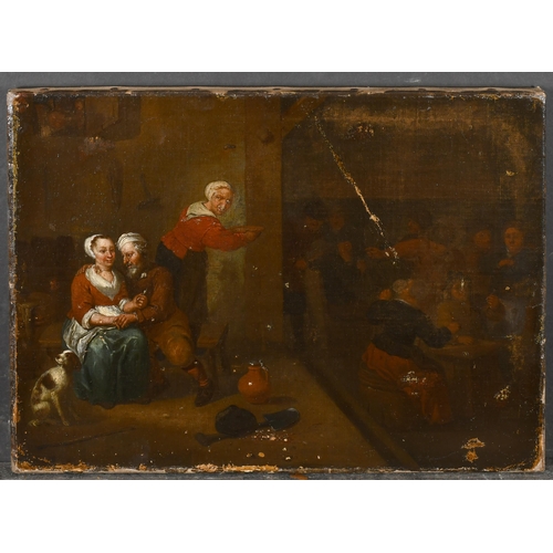 47 - 18th Century Dutch School. Figures in a Tavern Interior, Oil on canvas, unframed 12