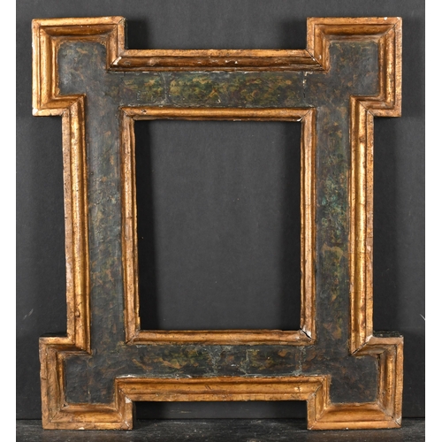 494 - 18th Century European School. A Broken Corner Giltwood Frame, with painted panels, rebate 9.25