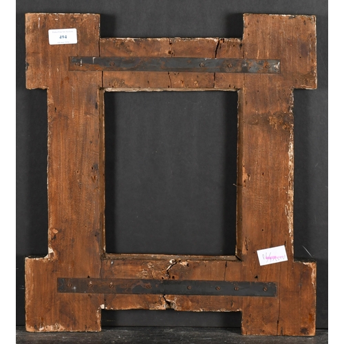 494 - 18th Century European School. A Broken Corner Giltwood Frame, with painted panels, rebate 9.25