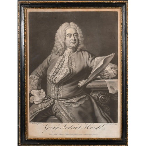 5 - After Thomas Hudson (1701-1779) British. Portrait of George Frederick Handel, Mezzotint by John Fabe... 