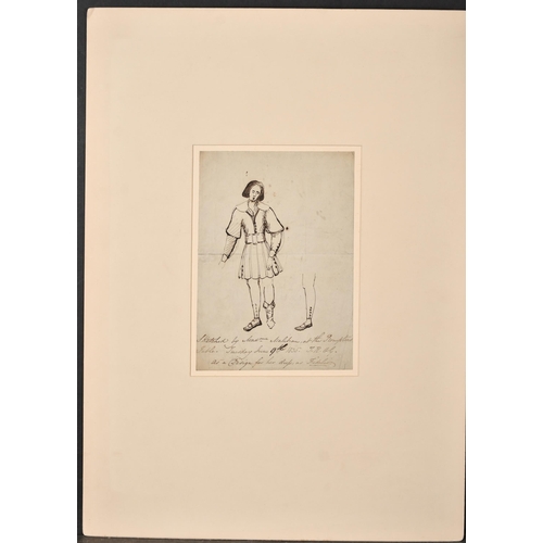 58 - Mme Malibran (19th Century) French. A Design for a dress as Fidelio, Ink, mounted, unframed 9