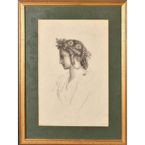 70 - 19th Century European School. Head Study of a Lady, Pencil sketch, 17