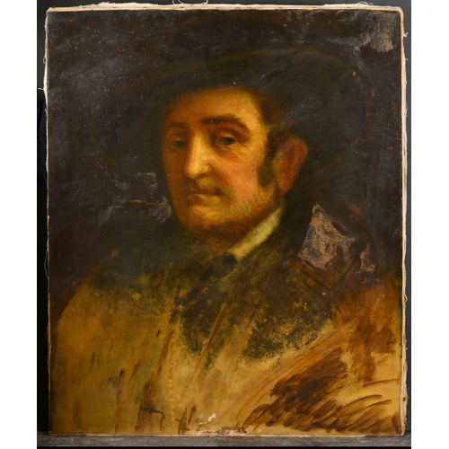 74 - Late 19th Century European School. Bust Portrait of a Man, Oil sketch on canvas, unframed 23.5