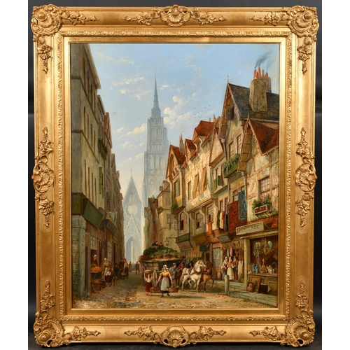 77 - William Raymond Dommerson (1850-1927) British. A Continental Street Scene, Oil on canvas, Signed and... 