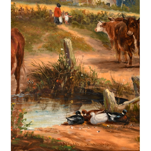 88 - William George Meadows (c.1825-c1901) British. Cattle by a River, Oil on canvas, Signed, 24