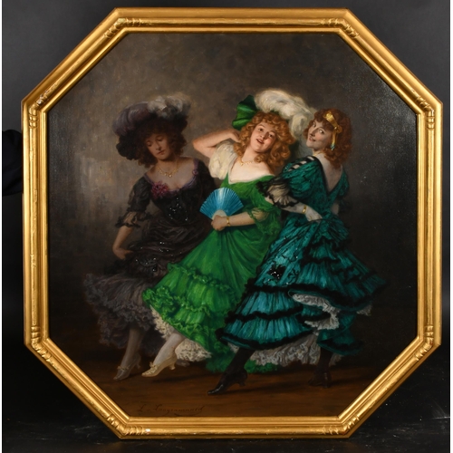 90 - Ludwig von Langenmantel (1854-1922) German. Ladies of the Folies Bergere, Oil on canvas, Signed, Oct... 