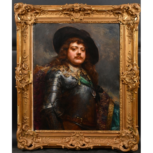 92 - Francois Leon Duluard (1871-1953) French. A Nobleman in Armour, Oil on canvas, Signed, 33