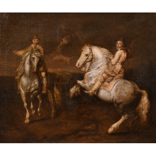 32 - Circle of Peter Paul Rubens (1577-1640) Flemish. Figures on Horseback, Oil on canvas, In a silver ca... 
