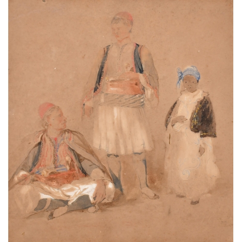 39 - Attributed to Amadeo Preziosi (1816-1882) Maltese. Figures in Albanian or Greek Dress with a young c... 