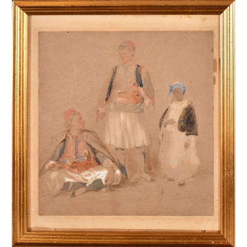 39 - Attributed to Amadeo Preziosi (1816-1882) Maltese. Figures in Albanian or Greek Dress with a young c... 