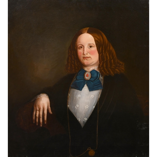 54 - 19th Century English School. A Provincial Portrait of a Lady, Oil on canvas, Unframed 29.5