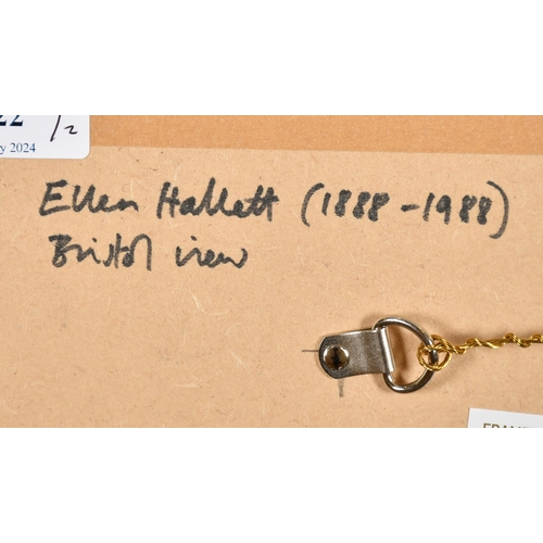122 - Ellen Hallett (1888-1988) British. 'Bristol View', Copper plate etching, Inscribed verso, 5.9