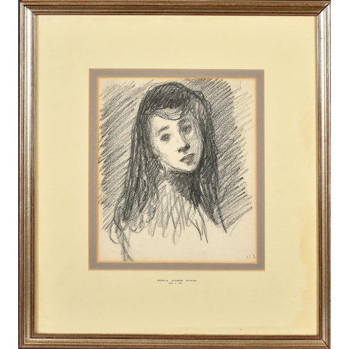 127 - Theophile Alexandre Steinlen (1859-1923) Swiss. Head of a Young Girl, Black chalk, Inscribed 1138, 9... 