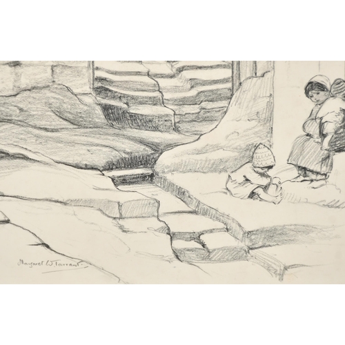 131 - Margaret Tarrant (1888-1959) British. A Street Scene with Children in Palestine, Pencil, Signed, 11.... 