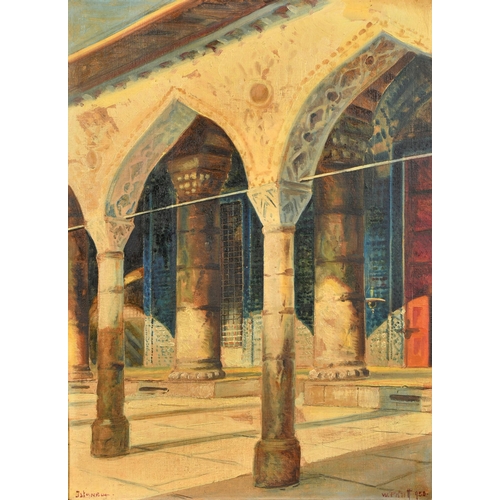 150 - Wladimir Petroff (1880-1935) Russian. A View of a Mosque, Oil on canvas laid down, Signed, inscribed... 