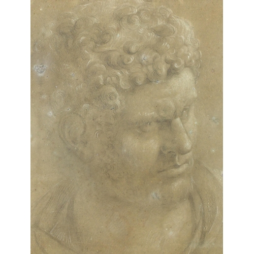 18 - 17th Century Italian School. The Head of Emperor Marcus Aurelius, Pencil and chalk, Indistinctly ins... 
