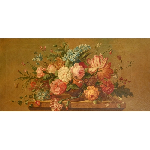 23 - Early 19th Century European School. Still Life of Flowers in an Urn, Oil on canvas, 18