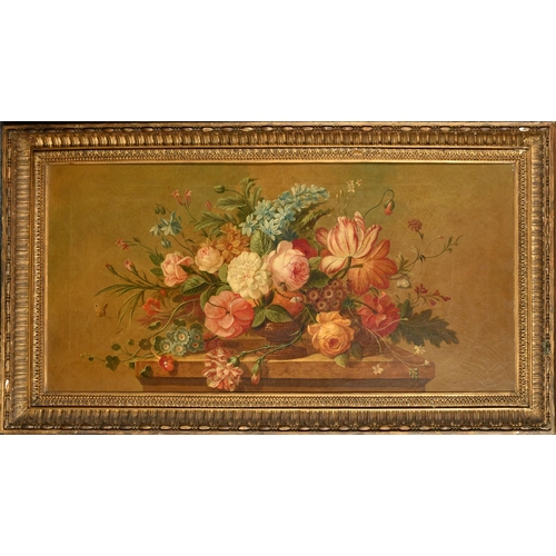 23 - Early 19th Century European School. Still Life of Flowers in an Urn, Oil on canvas, 18