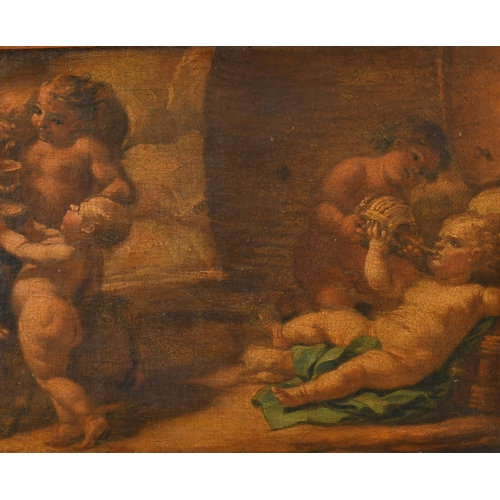 33 - Circle of Francesco Solimena (1657-1747) Spanish. Cherubs and Satyr Rejoicing, Oil on canvas, Inscri... 