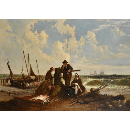 62 - Attributed to William Collins (1788-1847) British. Figures with the Catch, Oil on canvas, Bears a si... 