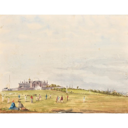 126 - JCKW (19th Century) British. A Cricket Match, Watercolour, Signed with initials and dated 1852, unfr... 