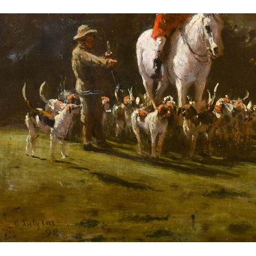 132 - Charles Augustus Henry Lutyens (1829-1915) British. Before the Hunt, Oil on canvas, Signed and dated... 