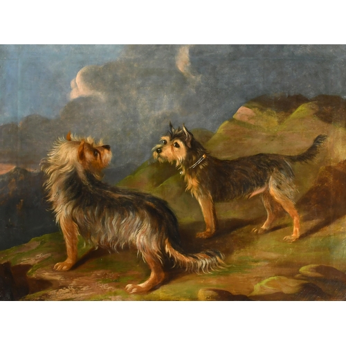 133 - Circle of Martin Theodore Ward (1799-1874) British. Terriers in a Landscape, Oil on canvas, 27.75