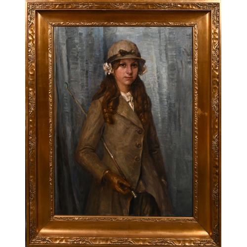 228 - Bertha Dorph (1875-1960) Danish. Young Girl in Riding Attire, Oil on canvas, Signed and dated 1914, ... 