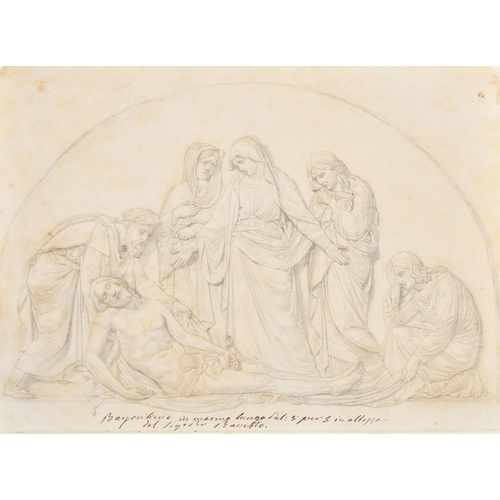 27 - After Luigi Canina (1795-1856) Italian. Design for a Marble Relief of The Lamentation, Pencil, Inscr... 