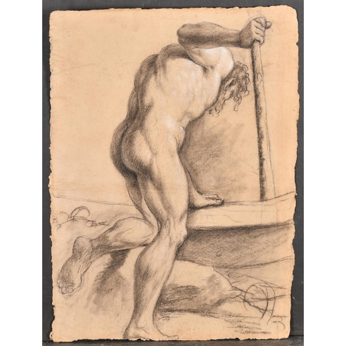 33 - Giovanni Battista Tonna (1760-1830) Italian. Study of a Male Nude Leaning on a Club, Chalk heightene... 