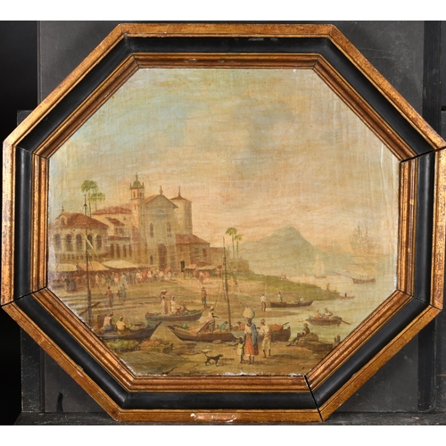 54 - Early 19th Century Brazilian School. A Capriccio View of Rio de Janeiro, Oil on canvas, Octagonal 19... 