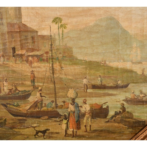 54 - Early 19th Century Brazilian School. A Capriccio View of Rio de Janeiro, Oil on canvas, Octagonal 19... 