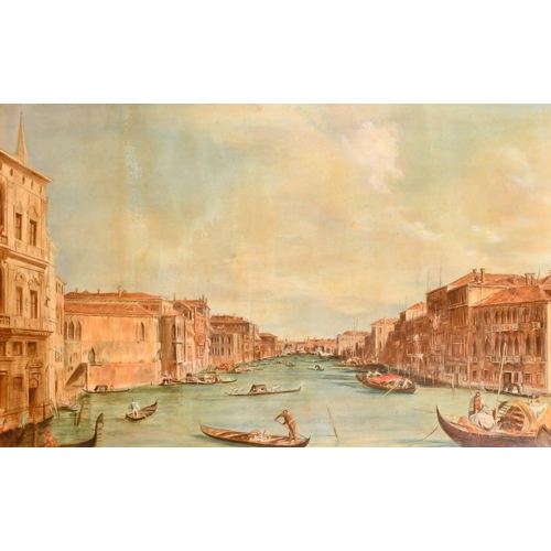 55 - 19th Century Italian School. A Venetian Canal Scene, Oil on board, In a fine carved giltwood frame, ... 