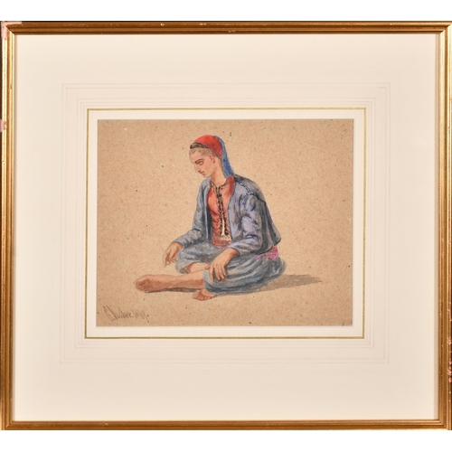 59 - Charles Vacher (1818-1883) British. 'A Seated Figure, Algiers', Watercolour, Signed and dated 1849, ... 