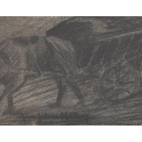 70 - Gill-Julien Matthey (1889-1956) British. The Flight, Charcoal, Signed, and inscribed verso, 12.25