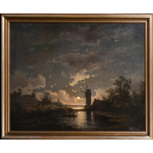 79 - C Hache (19th-20th Century) European. A Tranquil Moonlit River Landscape, Oil on canvas, Signed, 29