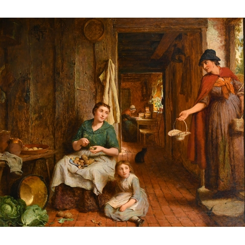 80 - George Smith (1829-1901) British. Peeling the Vegetables, Oil on canvas, Signed, 20