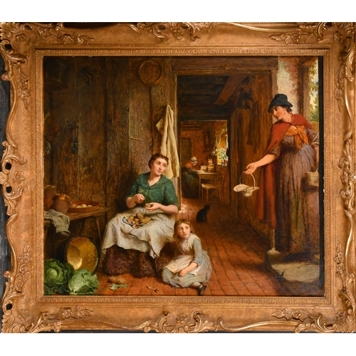 80 - George Smith (1829-1901) British. Peeling the Vegetables, Oil on canvas, Signed, 20