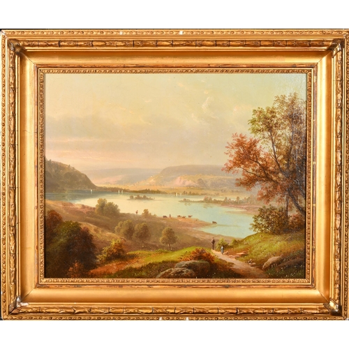 87 - 19th Century European School. An Extensive Mountainous River Landscape, Oil on canvas, 15.75