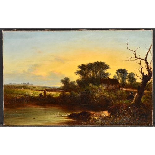 91 - Walter Williams (1834-1906) British. Figures in a River Landscape, Oil on canvas, Signed with initia... 