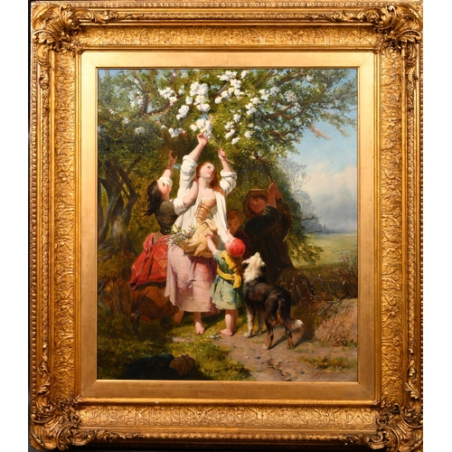 98 - James John Hill (1811-1882) British. Blossom Picking, Oil on canvas, Signed, 30